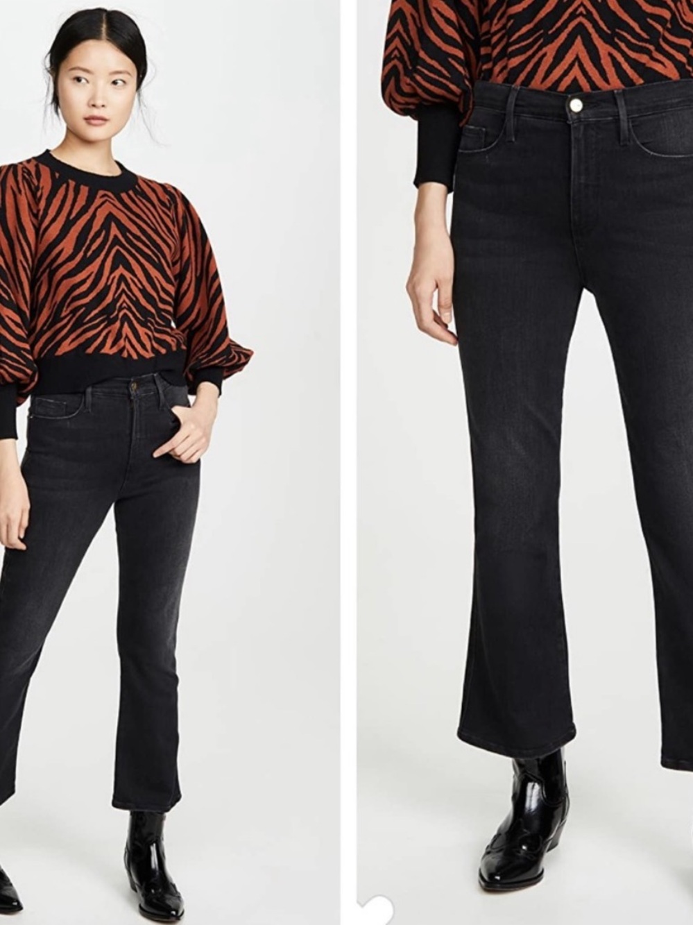 Frame Le Sylvie Kick Boot Jeans in Black / Dark Grey | Size 26